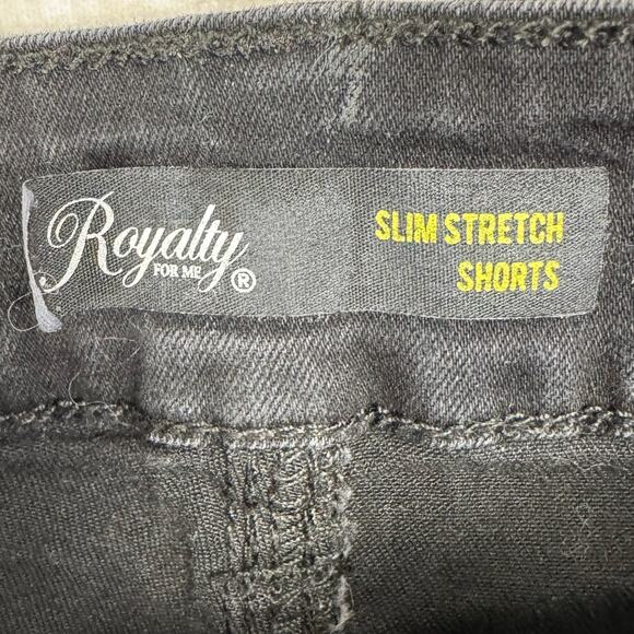 Royalty For Me Black Distressed Slim Stretch Shorts Size 20W - Picture 5 of 7